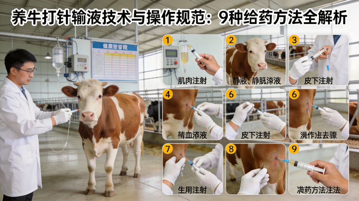 养牛打针输液技术与操作规范：9种给药方法全解析