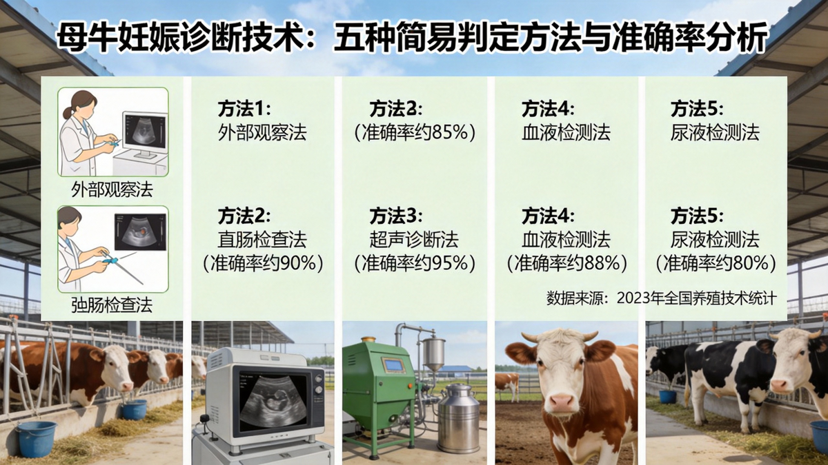 母牛妊娠诊断技术：五种简易判定方法与准确率分析