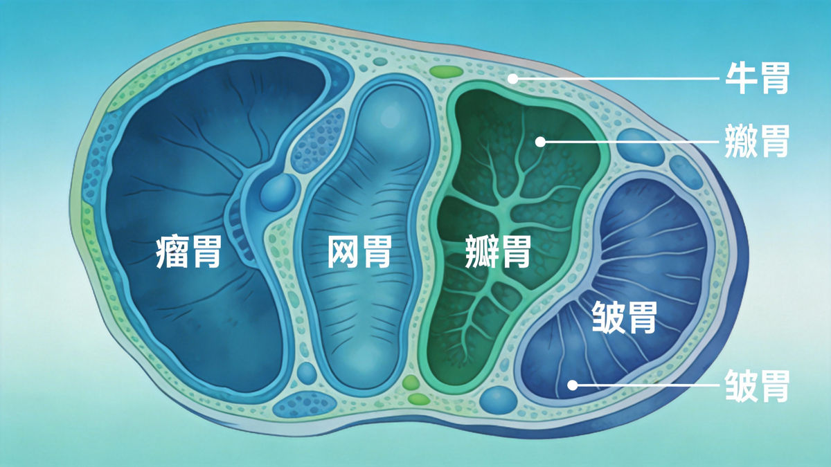 牛的四个胃结构示意图
